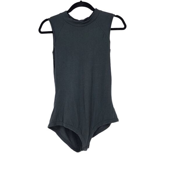 Free People Women's Black Mock Neck Tank Sleeveless Bodysuit Size Small - Picture 1 of 4